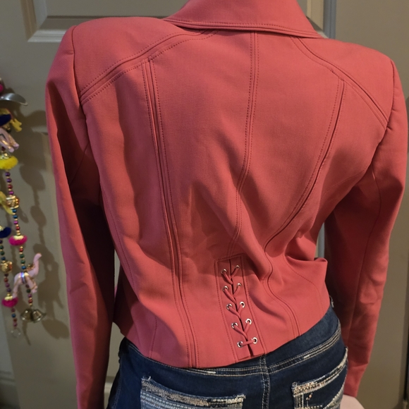 White House Black Market Pink Leather Jacket - Picture 3 of 6